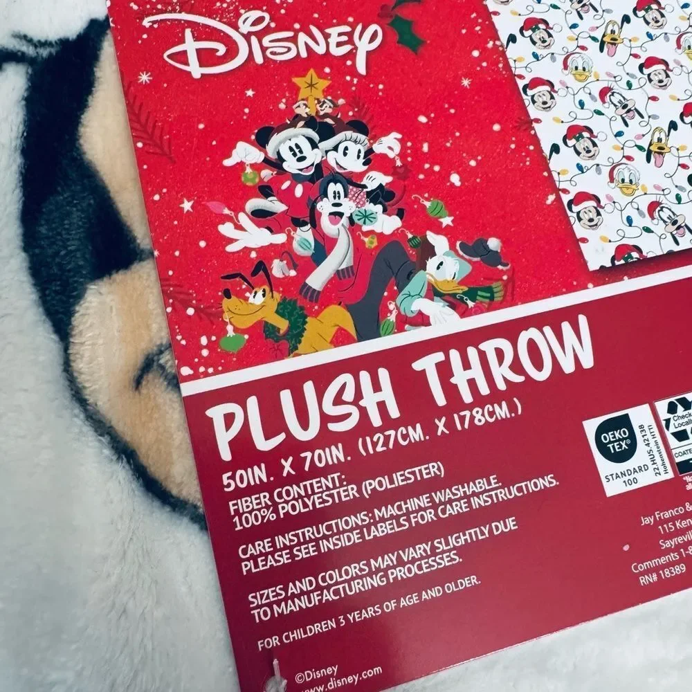 Disney Mickey Mouse Character Christmas Lights Holiday Plush Throw Blanket